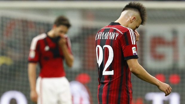AC Milan's Stephan El Shaarawy leaves the pitch after the loss to Palermo.