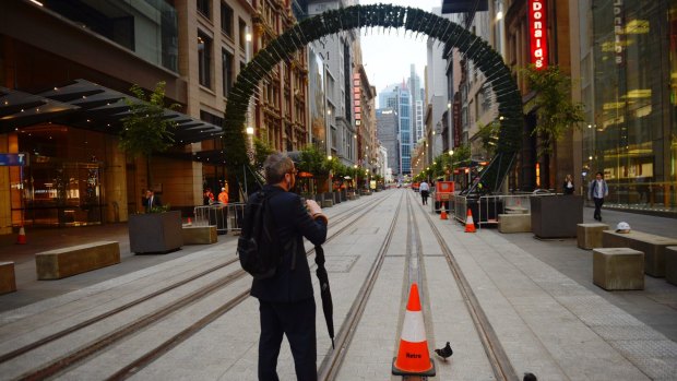 A section of light rail between King and Market streets has been completed on George Street and reopened to pedestrians.