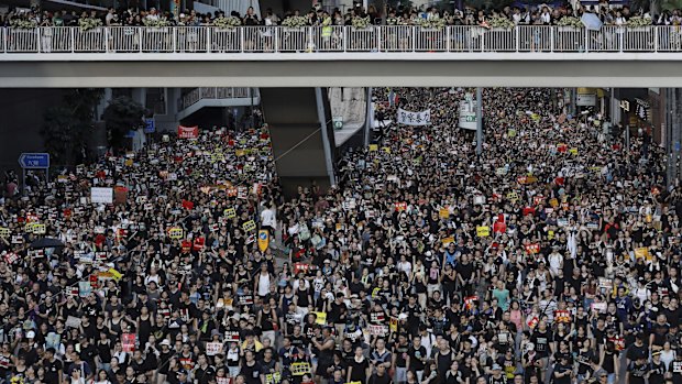 Protesters take part in a rally on Monday, July 1, 2019, in Hong Kong. Travellers are advised to avoid the protests.