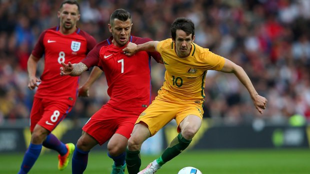 Big performance: Robbie Kruse was one of the best for the Socceroos in their 2-1 loss to England.
