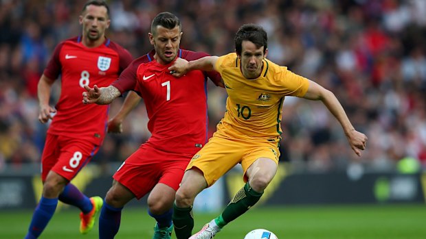 Big performance: Robbie Kruse was one of the best for the Socceroos in their 2-1 loss to England.