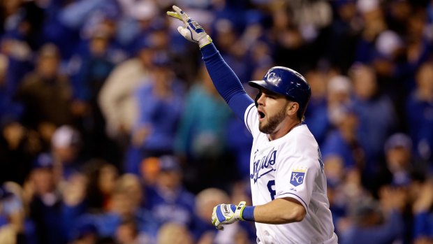 Mike Moustakas sparked the second inning burst with a sharply hit double down the right field line.
