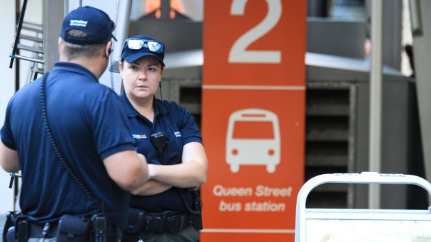 Translink officers stopped commuters from entering the station and buses were diverted down Adelaide and Elizabeth streets.