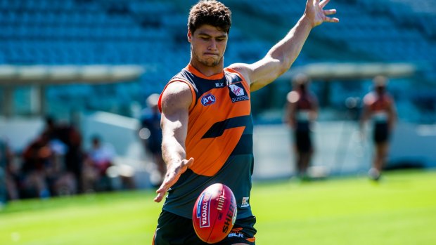 Giants forward Jonathon Patton at Saturday's training session ahead of Sunday's game against the Cats at Manuka Oval.