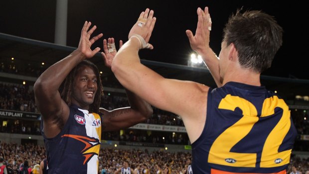 Scrappy but happy: West Coast are into the grand final.