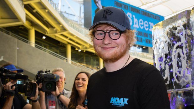 Ed Sheeran at Optus Stadium on Thursday ahead of his Australian tour. 