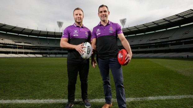 AFL-free zone: Melbourne Storm captain Cameron Smith (right) has called for a big crowd for their minor-premiership deciding clash against Cronulla Sharks as there is no AFL on.