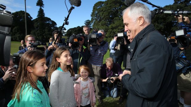 Greener outlook: Prime Minister Malcolm Turnbull at Centennial Park on Sunday.