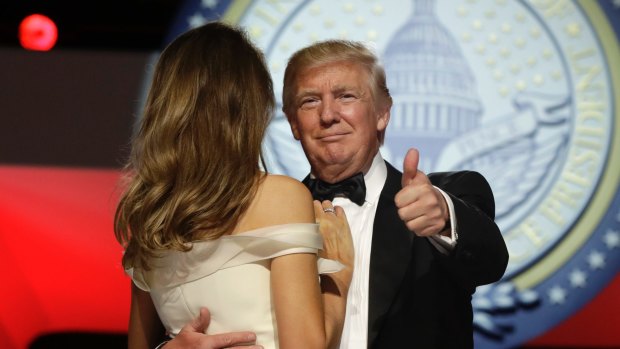 President Donald Trump dances with first lady Melania Trump at the Liberty Ball. 