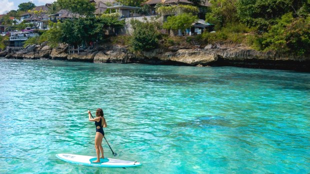 Stand up paddleboarding on magical Nusa Lembongan.