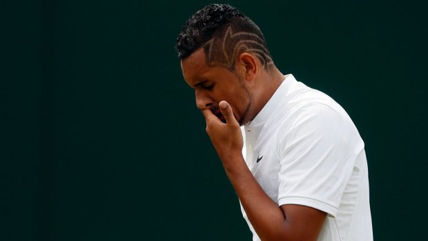 Down and out: Nick Kyrgios.