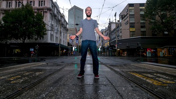 Dr Nick Earl had Melbourne's CBD to himself on Sunday morning. 