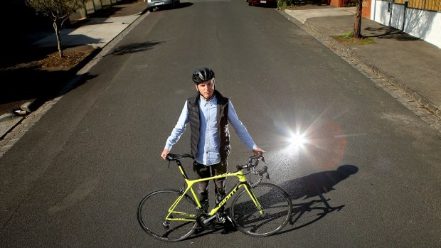 Cyclist Conor Murtagh, who was left with fractured vertebrae last October when a car hit him while cycling in Carlton. 