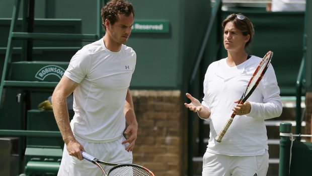 Split: Andy Murrayand Amelie Mauresmo at Wimbledon in 2015.