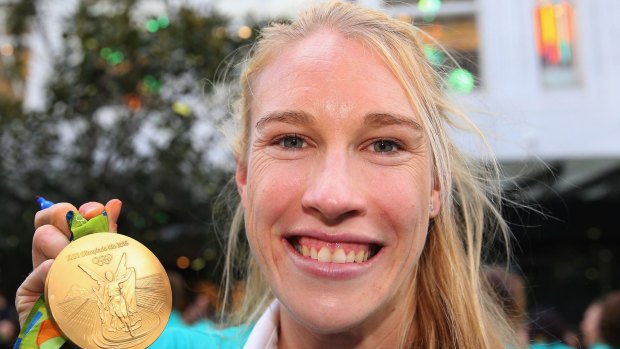 Gold: Kim Brennan with her Olympic medal.