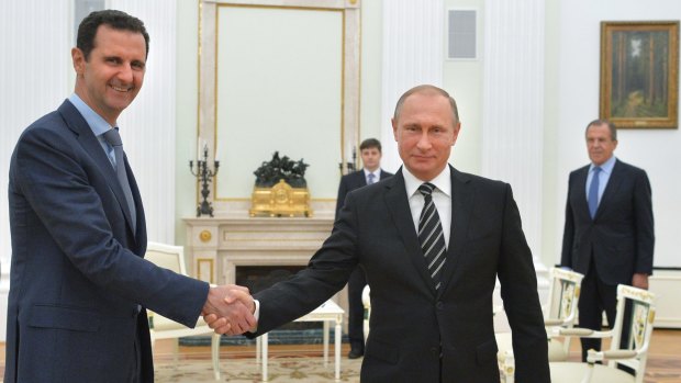 Russian President Vladimir Putin with Syrian President Bashar al-Assad in Moscow in October 2015. 