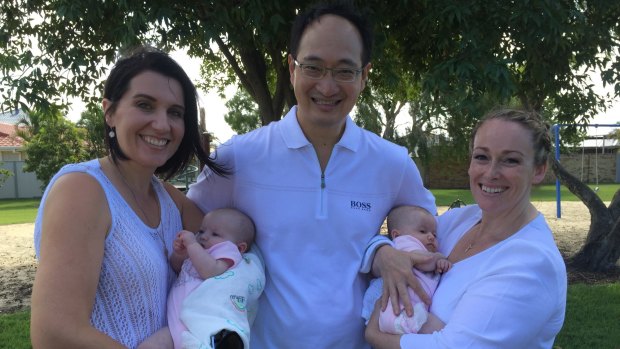 Left to right: Monash IVF nurse Tineke Clutterbuck, Jolene Leilanei James, Dr Kee Ong, Henley Constance James and proud mother Joni-Lee James.