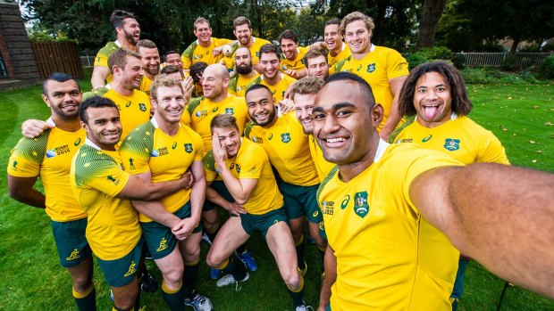 Frame this: The Wallabies players pose for Tevita Kuridrani.