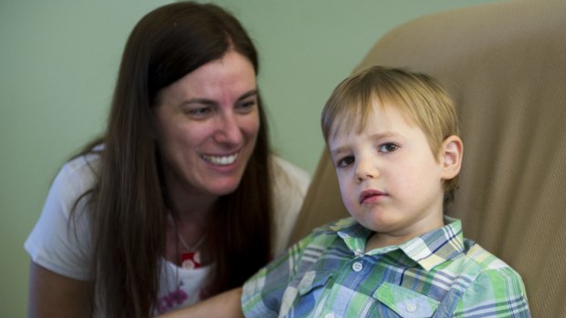 All smiles: Roslyn McKenzie and her five-year-old son Shaye who has an acquired brain injury. 