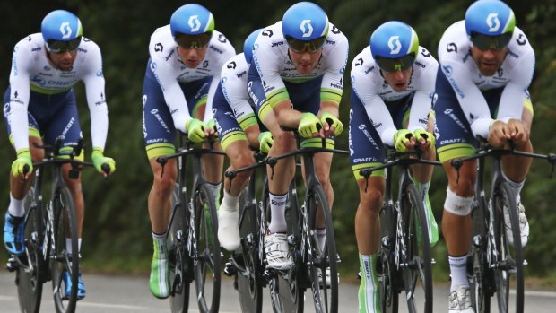 Trial in every sense: Orica-GreenEDGE riders do it tough during the time trial.