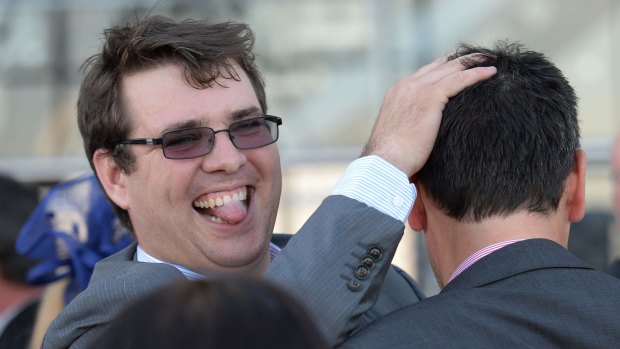 The smile has long since faded: Trainer Sam Kavanagh is all smiles after winning the Peter Street Handicap with Midsummer Sun at Caulfield in 2013.