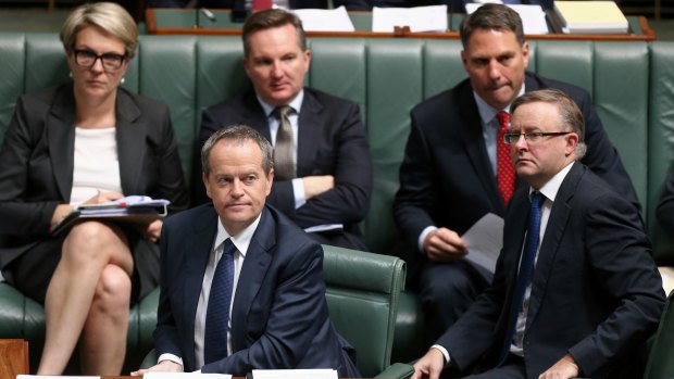 Opposition Leader Bill Shorten and shadow immigration minister Richard Marles (back right) have indicated a turn-backs turnaround for Labor, but deputy Opposition Leader Tanya Plibersek (back left) is reportedly against the idea. 