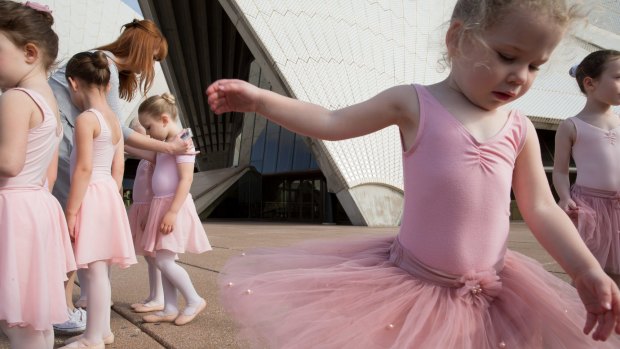 Young ballerinas gather at the Sydney Opera House for the launch of the Australian Ballet's new program designed for children. 