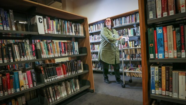 Librarian Debbie Faifer in City Library last week. 