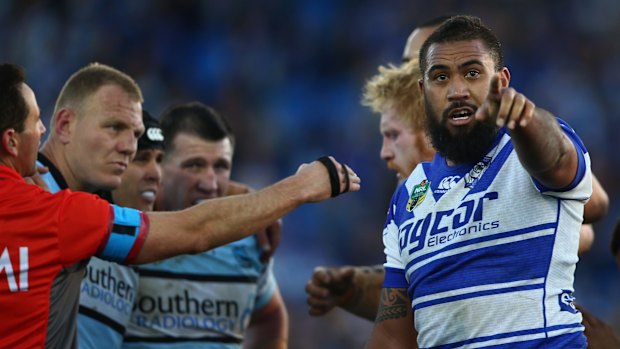 Not happy: Frank Pritchard argues with the referee.