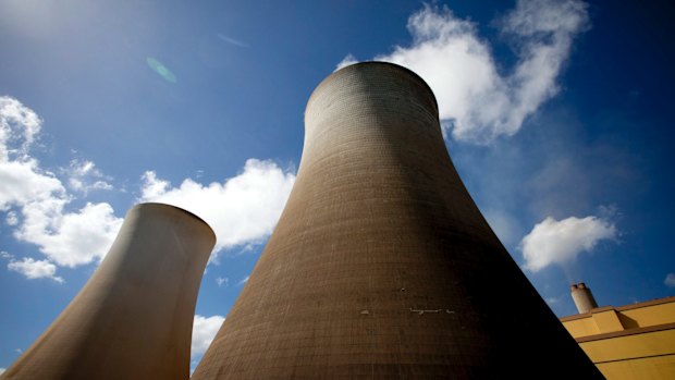 Steam rises from stacks at the Hazelwood power station, Latrobe Valley.