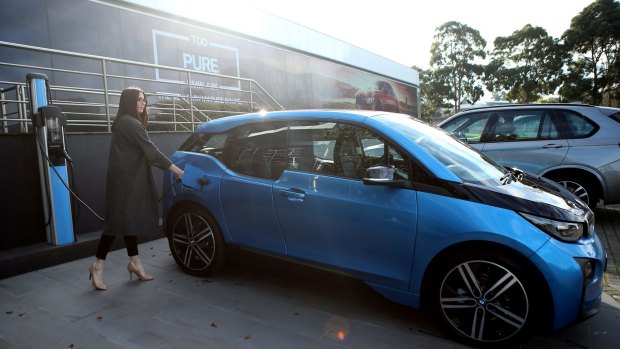 The charge point at BMW in Mulgrave for The BMW i3 electric car.