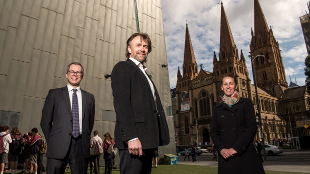 Nic Frances Gilley (centre) will run with Brooke Wandin (right) as his deputy. Richard Foster (left) is the team's No.1 councillor candidate. 