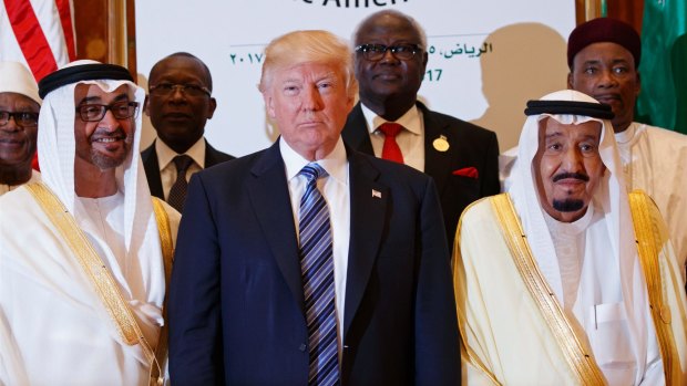 US President Donald Trump with King Salman and others at the Arab Islamic American Summit in Riyadh, Saudi Arabia.
