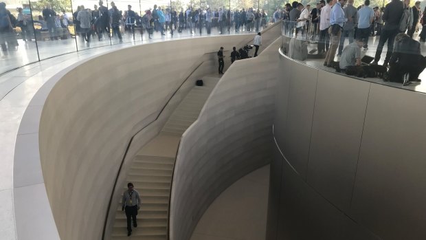 The interior of the Steve Jobs Theater.