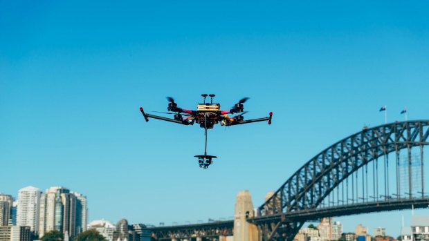 Telstra's drone, equipped with six cameras, will fly at 300 metres to capture 360-degree footage of Sydney's fireworks.