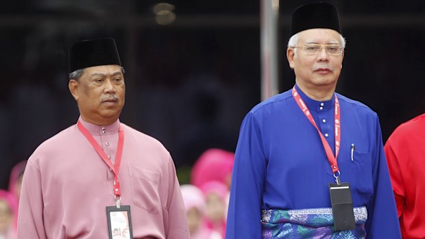 Najib Razak (right) with his then deputy Muhyiddin Yassin, who was recently dropped over criticisms of the PM's handling of swirling corruption claims.