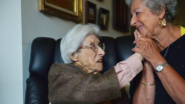 Constance Koster, 94, as a member of the Dutch resistance during World War II, saved several babies from the Nazis, including Ena Lewis-Krant, now 73.