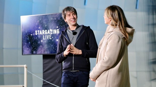 Professor Brian Cox (left) rehearsing with Julia Zemiro for ABC's Stargazing Live at Siding Spring observatory near Coonabarabran.