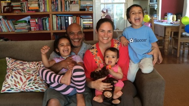Nauru MP Roland Kun with his wife Katy Le Roy and family.