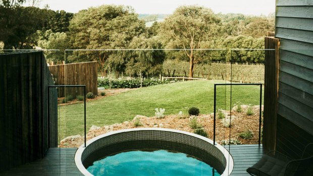 There's a fireplace, and that plunge pool, which heats up to a perfect temperature for an evening dip.