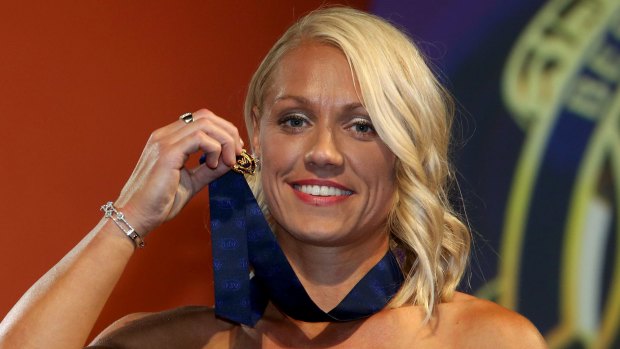 Erin Phillips with the inaugural AFLW best and fairest medal.