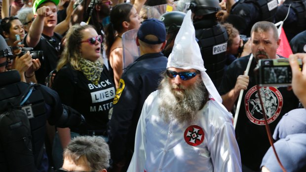 Members of the KKK at the Charlottesville white supremacist rally.