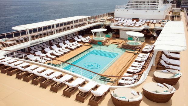 Regent Seven Seas Explorer pool deck.