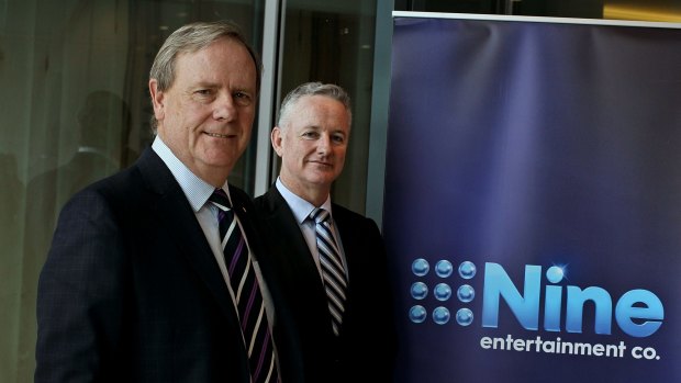 Nine chairman Peter Costello with chief executive Hugh Marks.