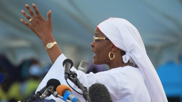 Grace Mugabe addresses church leaders at a gathering in Harare on November 5.
