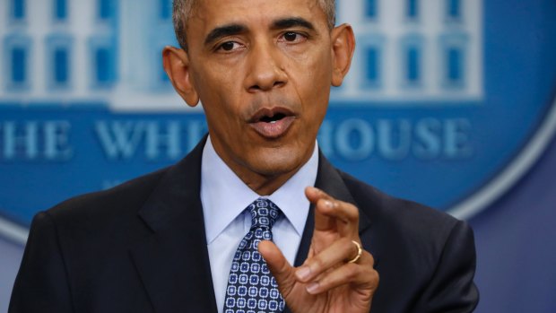 President Barack Obama speaks during his final presidential news conference.