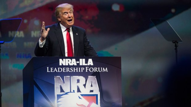 Donald Trump speaks at the National Rifle Association convention in 2016.