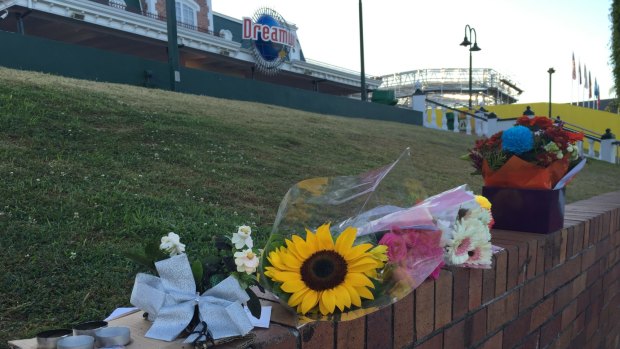 Flowers left in tribute for the four people killed at Dreamworld.