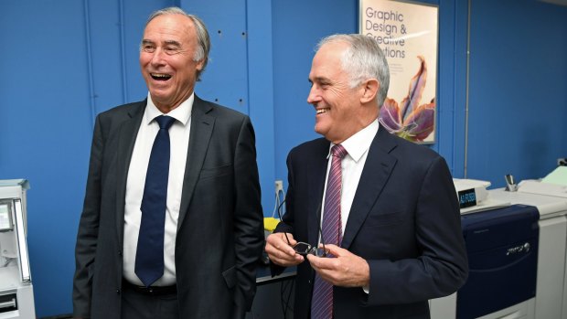 Malcolm Turnbull and John Alexander during happier times in April this year. 