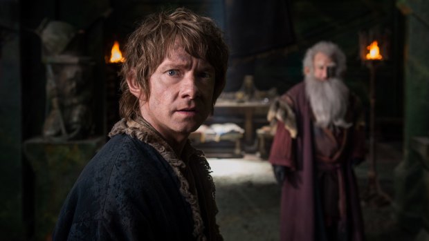 Freeman as Bilbo Baggins in <i>The Hobbit: The Battle of the Five Armies</I>.